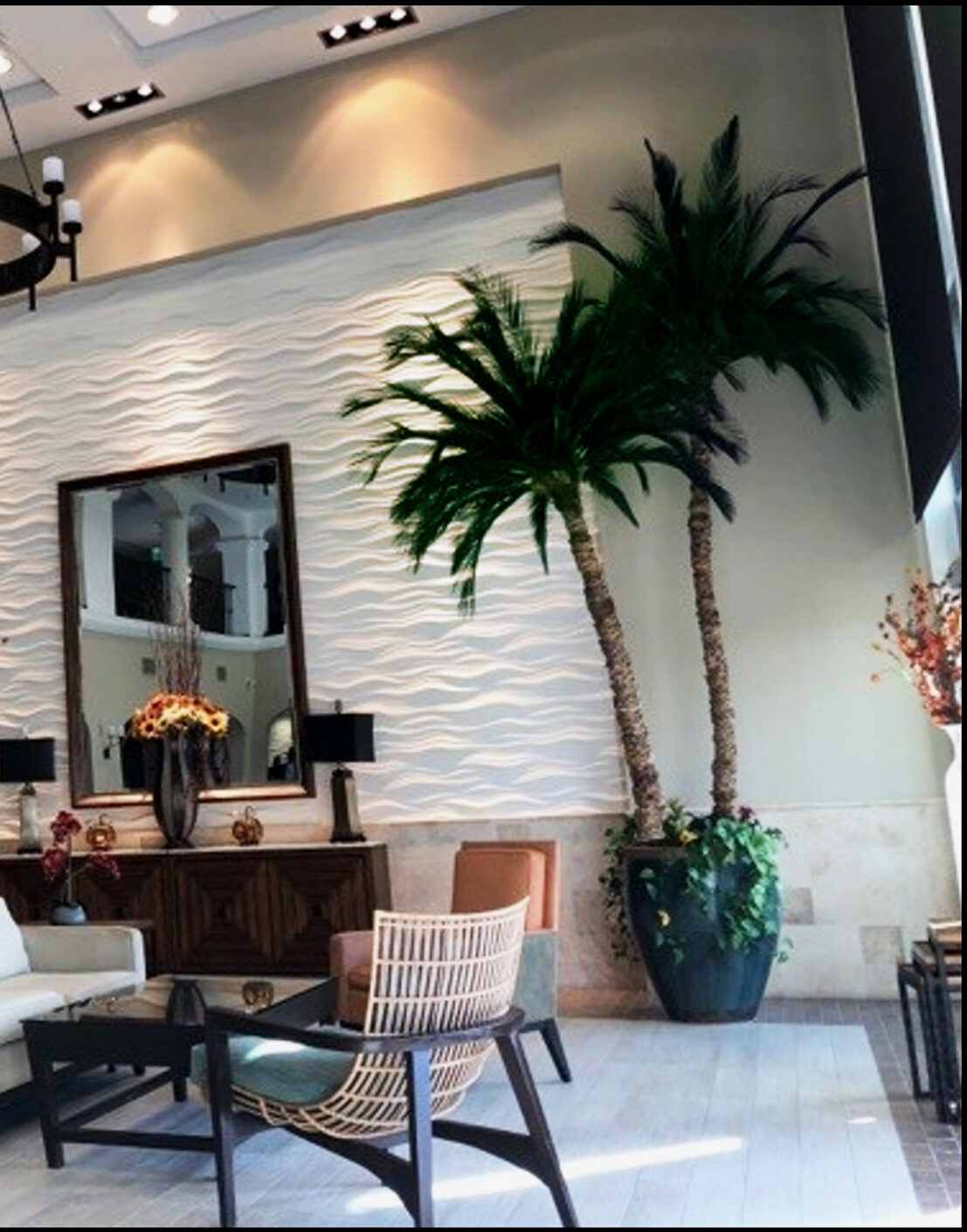 Indoor Preserved Palm Trees Caribbean Realistic Interior Installation