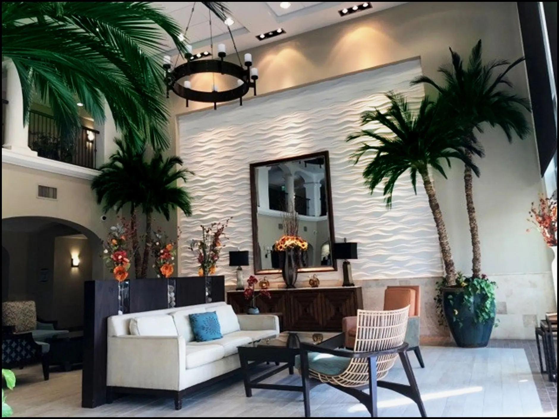 Indoor Preserved Palm Trees Caribbean Realistic Interior Installation